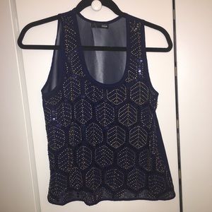Aqua brand Navy Beaded Top